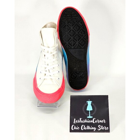 Converse White Cotton Chuck Taylor All Star Rainbow Sneakers Size 6 2043 - Picture 8 of 16